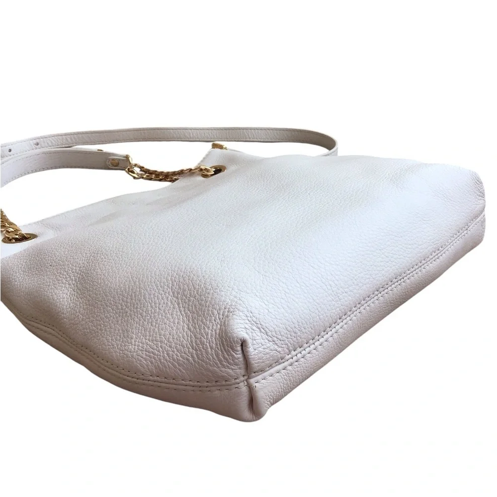 Michael Kors White Leather Jet Set Chain Shoulder Bag